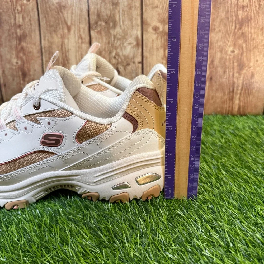 Skechers D Lites Popular Vote Sneaker Womens Size 9 Off White Brown Chunky New